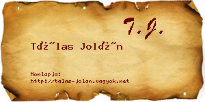 Tálas Jolán névjegykártya